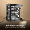 CASE GAMING HAVN HS 420 MID TOWER SIN VENTILACIÓN INCLUIDA CON VIDRIO PANORÁMICO FRONTAL Y LATERAL HVN-CA-HS420-06 NEGRO High Tech