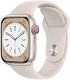 Apple Watch Series 8 [GPS, 45mm] - Starlight Aluminum Case with Starlight Sport Band, M/L (Renewed) - High Tech CR