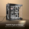 CASE GAMING HAVN HS 420 MID TOWER SIN VENTILACIÓN INCLUIDA CON VIDRIO PANORÁMICO FRONTAL Y LATERAL HVN-CA-HS420-06 NEGRO - High Tech CR